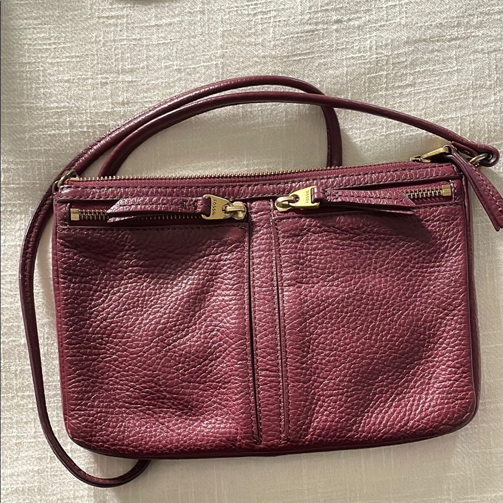 Fossil Burgundy Leather Crossbody Bag